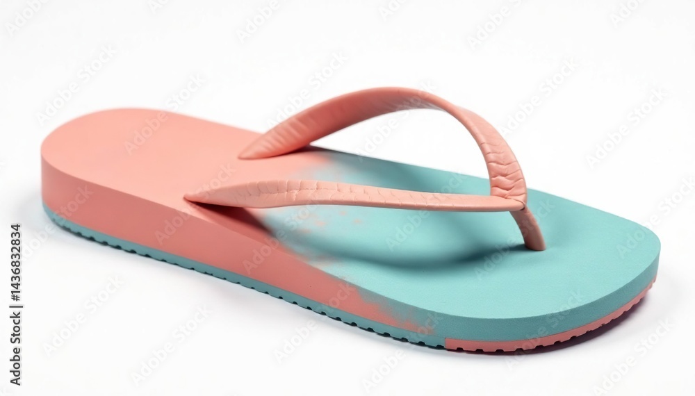 A single flip-flop isolated on a pure white background , footwear, summer footwear A single flip-flop isolated on a pure white background , footwear, summer footwear
