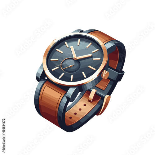 Stylish wristwatch with leather strap in a modern illustration  