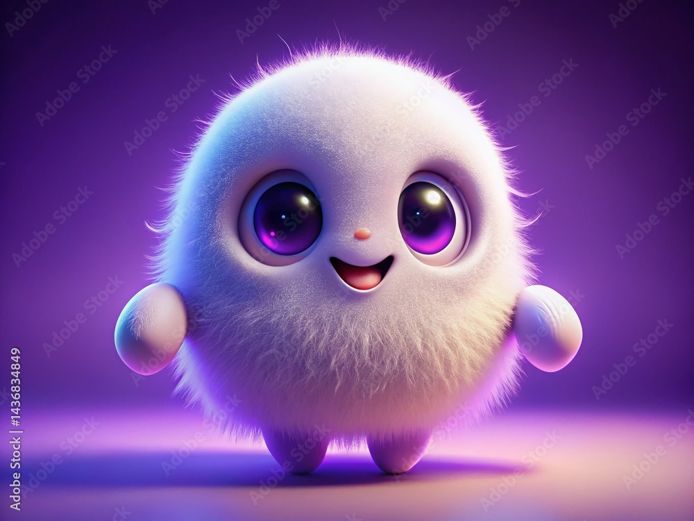 Adorable Purple & White Ghost Cartoon Character - Cute Fantasy Illustration
