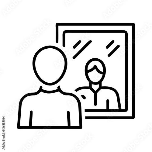 Self-reflection of a person in front of a mirror  