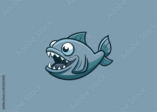 Animated Piranha: A mischievous and cartoonish illustration of a piranha with sharp teeth, exuding a playful yet intimidating aura.