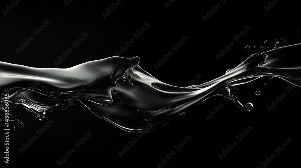 Naklejka premium Abstract Black Liquid Flowing Dynamically