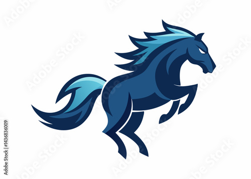 Majestic Stallion's Dynamic Pose: A sleek, dynamic depiction of a powerful stallion, captured in full stride with a flowing mane and a confident expression, embodying strength and freedom.