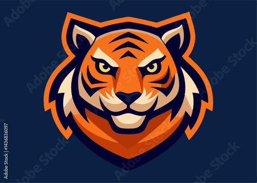 Tiger Head Mascot Logo: Fierce tiger head mascot logo design, perfect for sports teams, branding, and more.  The intense gaze and bold colors create a powerful and memorable image.