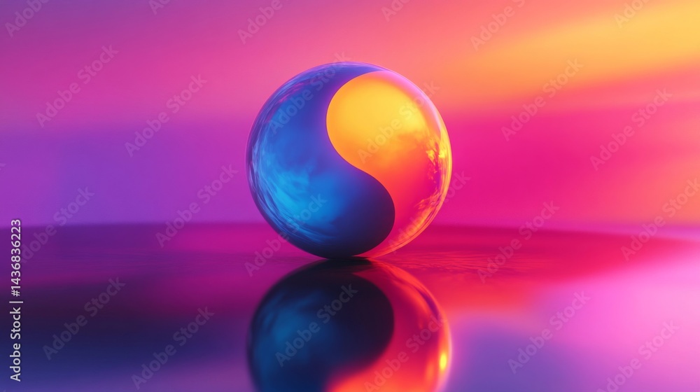 Abstract Yin Yang Sphere with Vibrant Gradient Lighting Abstract Yin Yang Sphere with Vibrant Gradient Lighting