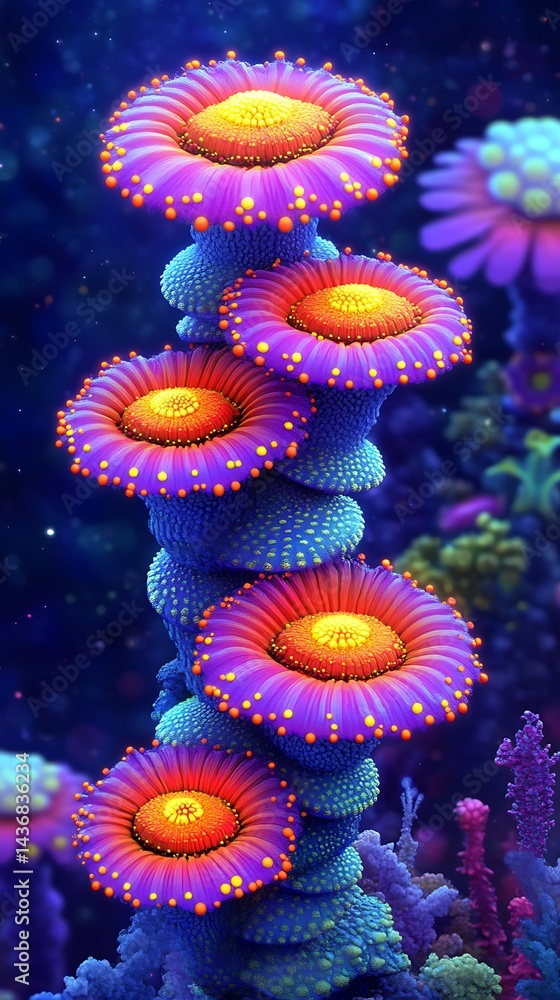 Underwater Floral Column, Night