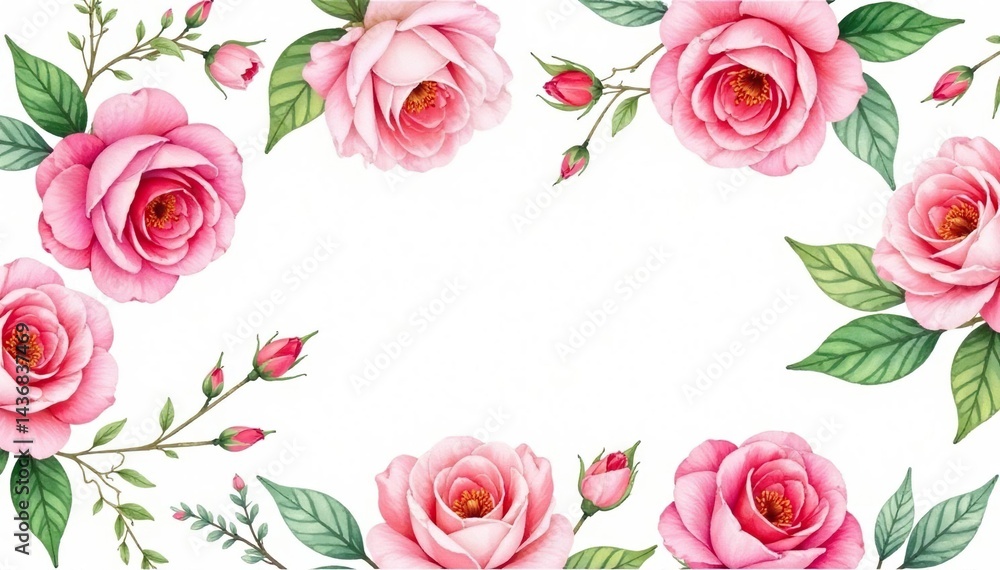 Delicate watercolor roses & leaves, repeating pattern, elegant, leaves Delicate watercolor roses & leaves, repeating pattern, elegant, leaves