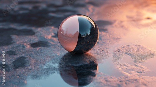 Abstract Sphere Reflection Pink Black Surface