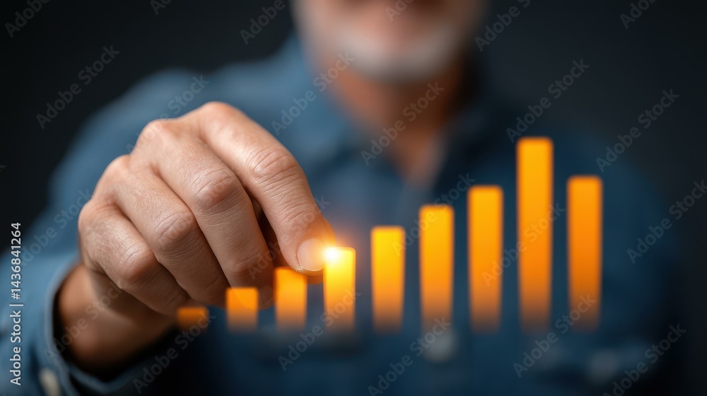 Businessman reviews sales data and growth trends to devise effective longterm investment strategies for success.