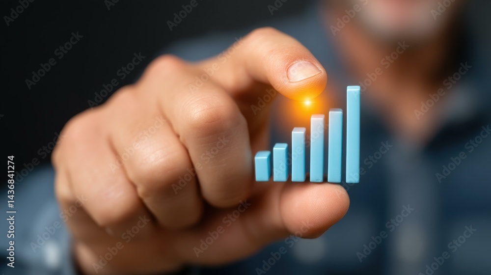 A savvy businessman studies data graphs, leveraging tech for insights on economic growth and market trends.