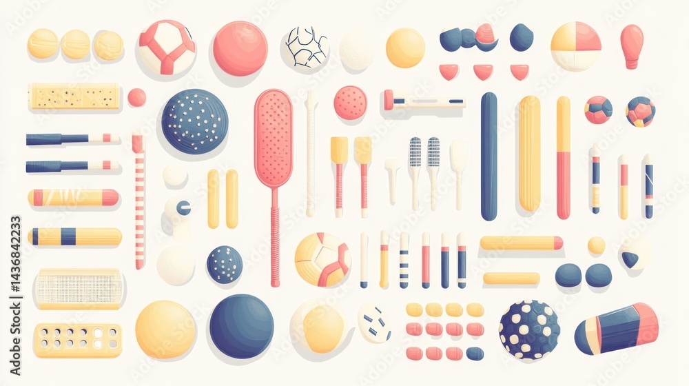 Colorful 3D objects collection; flat lay; white background; design elements Colorful 3D objects collection; flat lay; white background; design elements