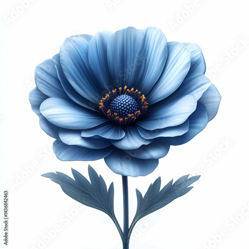 Beautiful blue poppy illustration image