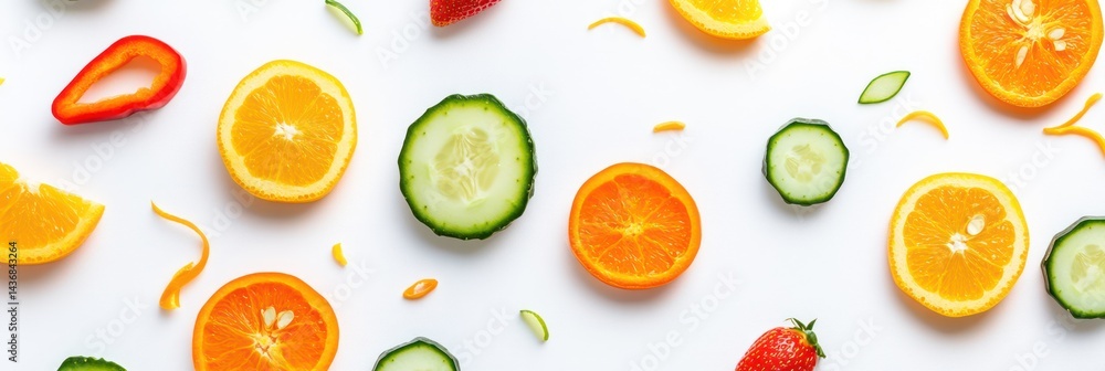 Colorful Fresh Fruit and Vegetable Slices Colorful Fresh Fruit and Vegetable Slices