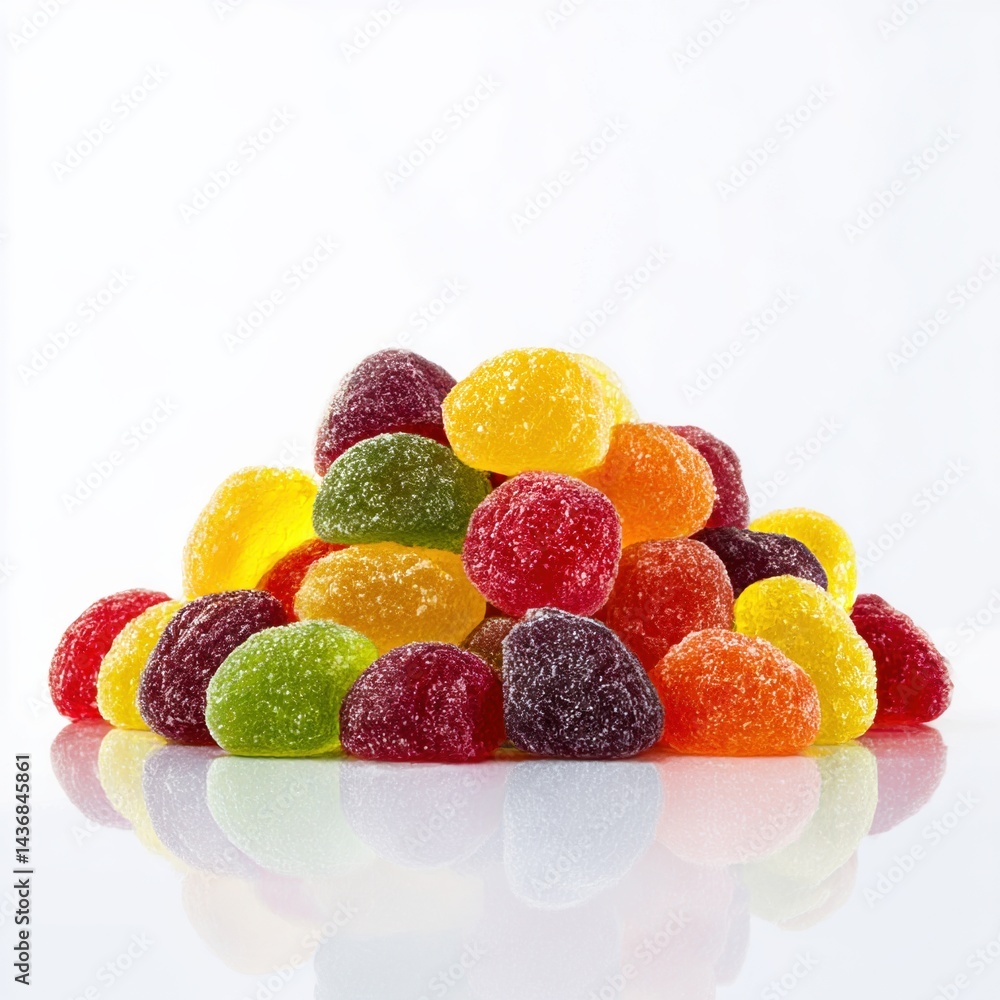 Pile of colorful gumdrops candy on white background Pile of colorful gumdrops candy on white background