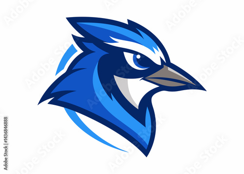 Blue Jay Mascot: This fierce-looking blue jay mascot, with its bold blue and gray plumage and piercing gaze,  is ready to soar to victory.