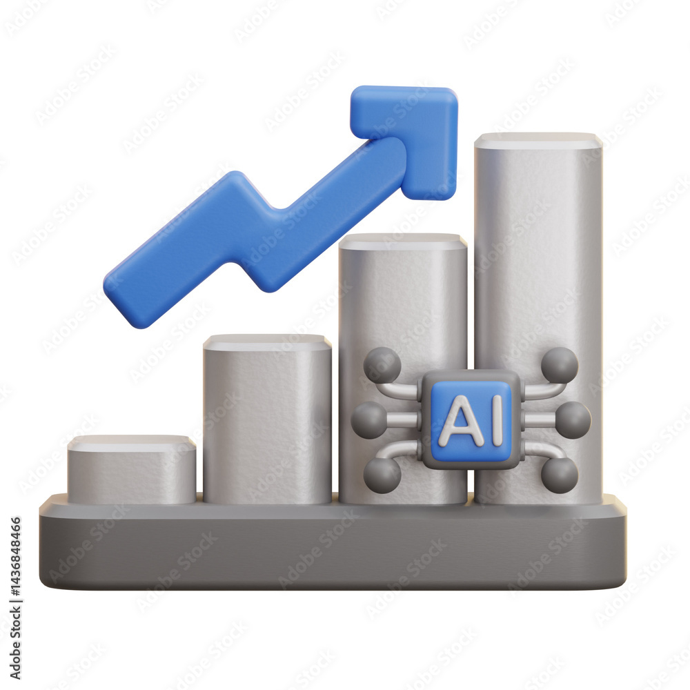 3D AI Data Performance Bar Chart Icon 3D AI Data Performance Bar Chart Icon