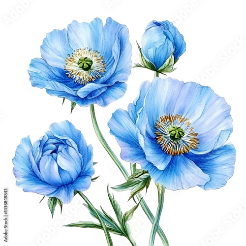 Blue poppy flowers image
