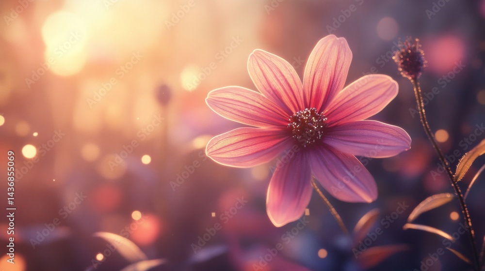Pink Flower in Soft Golden Hour Light Pink Flower in Soft Golden Hour Light