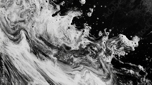 Abstract Black And White Fluid Swirl Texture