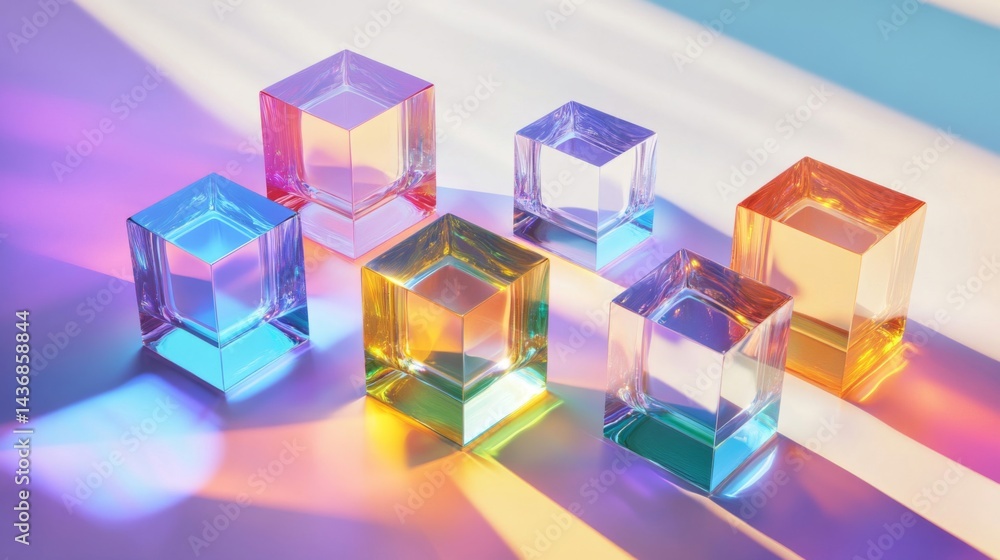 Colorful Glass Cubes with Prismatic Lighting Colorful Glass Cubes with Prismatic Lighting