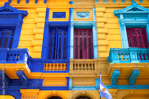 Argentina, colorful buildings of El Caminito, a popular tourist destination in Buenos Aires.