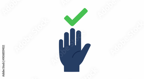 Hand with Check Mark Symbolizing Approval  