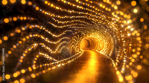 Fototapeta Naklejka Na Ścianę i Meble -  Abstract background, tunnel of glowing arcs. 3d render. Bloomrift Tunnel. Illustration