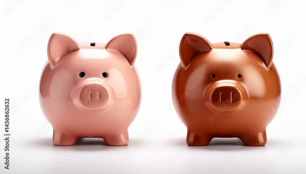 Pink and brown piggy banks Pink and brown piggy banks