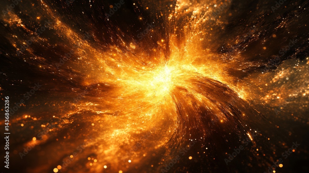 Cosmic Explosion: Fiery Orange Nebula in Dark Space Cosmic Explosion: Fiery Orange Nebula in Dark Space