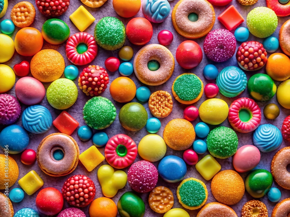 Fototapeta premium Candy Sweets Texture Background, Repeating Pattern, Generative AI Imagery