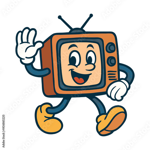 retro televisions funny cartoon mascot character