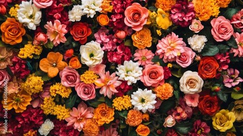 Wallpaper Mural Vibrant Colorful Floral Background with Roses and Blooms Torontodigital.ca