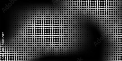 Dotted gradient halftone background. Horizontal seamless dotted pattern in pop art style. Abstract modern stylish texture. Fade gradient black and white half tone background.