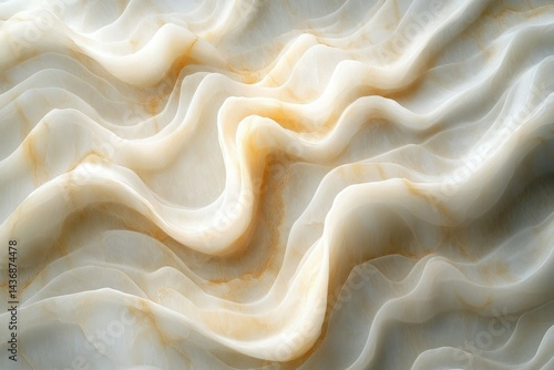 Abstract image of flowing, creamy white marble with subtle golden veins, resembling sculpted waves.