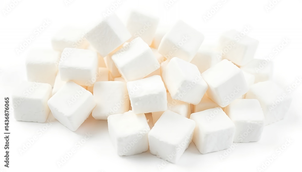 Pile of White Sugar Cubes Isolated on White Screen Background Perfect For Illustrating Sweetness or Symbolizing Baking in Studio Lighting With Clean Minimalist Composition Pile of White Sugar Cubes Isolated on White Screen Background Perfect For Illustrating Sweetness or Symbolizing Baking in Studio Lighting With Clean Minimalist Composition