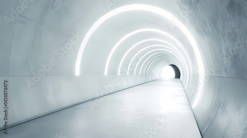 Fototapeta Naklejka Na Ścianę i Meble -  Abstract white 3d round tunnel interior. Bloomrift Tunnel. Illustration