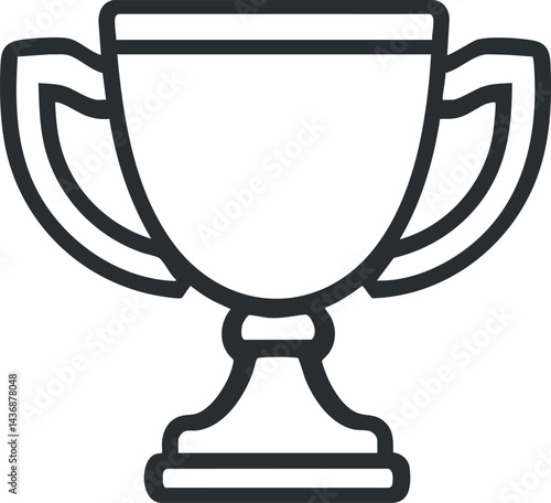 Simple black line art trophy cup icon representing achievement, victory, and success award.