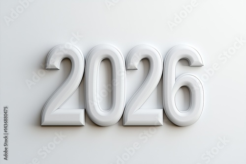 Obraz na płótnie Dynamic render of the year 2026 in white bold text on a light background w salonie