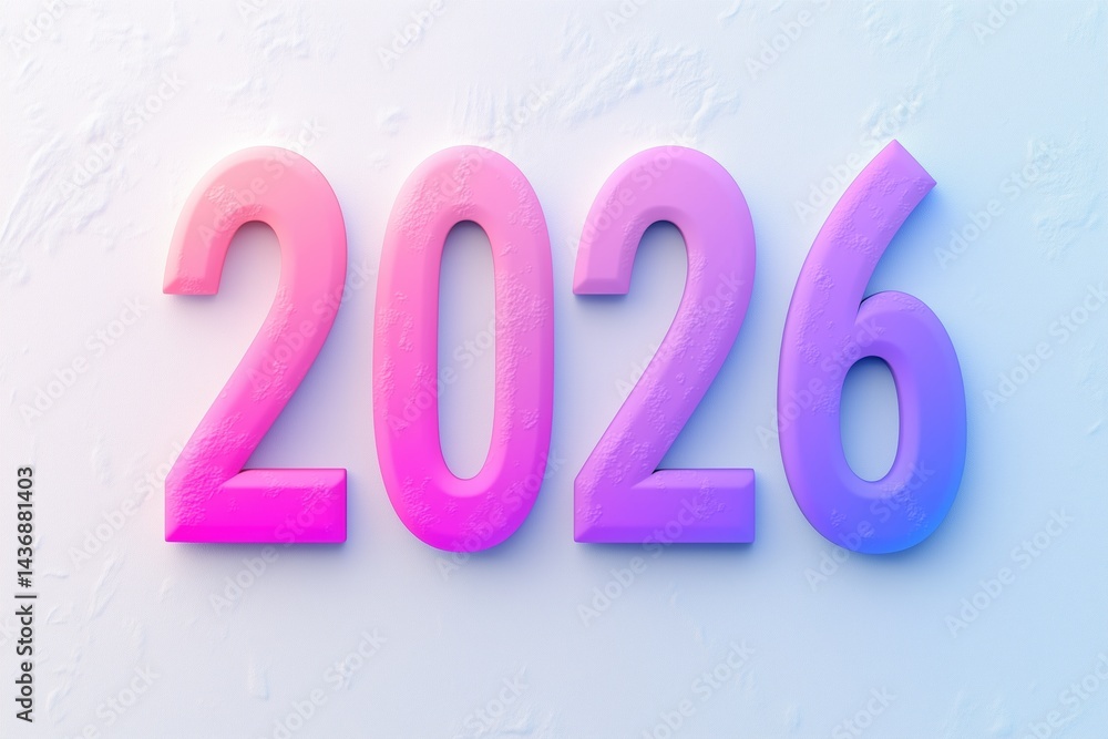 Render of the year 2026 in a vibrant gradient design showcasing dynamic colors