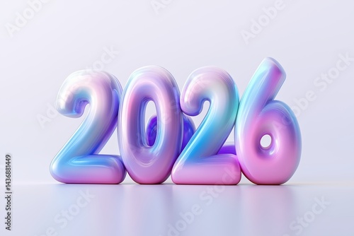 Obraz na płótnie Dynamic 2026 text render showcasing vibrant colors and smooth curves for a modern look w salonie