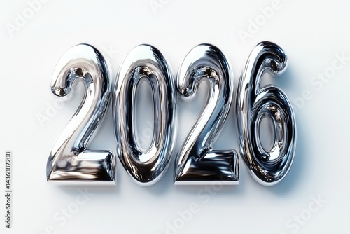 Obraz na płótnie Dynamic 2026 text render with metallic finish showcasing modern design w salonie