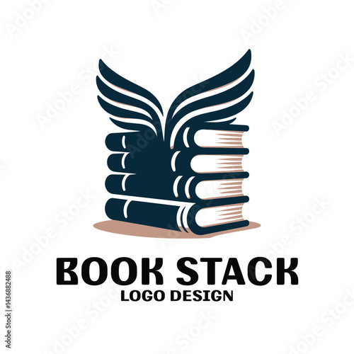 Book Stack Vector Logo Design