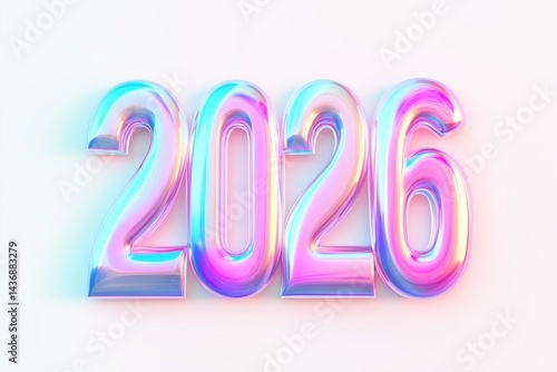 Colorful rendered text showing the year 2026 in a vibrant design