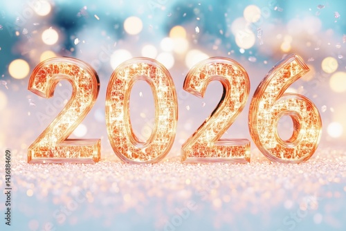 Obraz na płótnie Celebrate the New Year with sparkling 2026 display in festive atmosphere w salonie