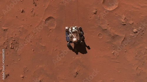Martian Rover Slowly Moving Across the Surface of Mars, Showcasing Space Exploration, Robotic Innovation, and the Search for Scientific Discoveries on the Red Planet