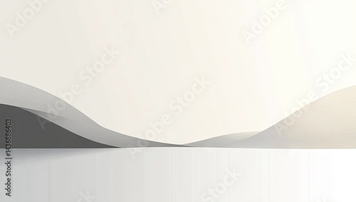 Abstract minimalist landscape.  Soft, flowing shapes, light and shadow gradients