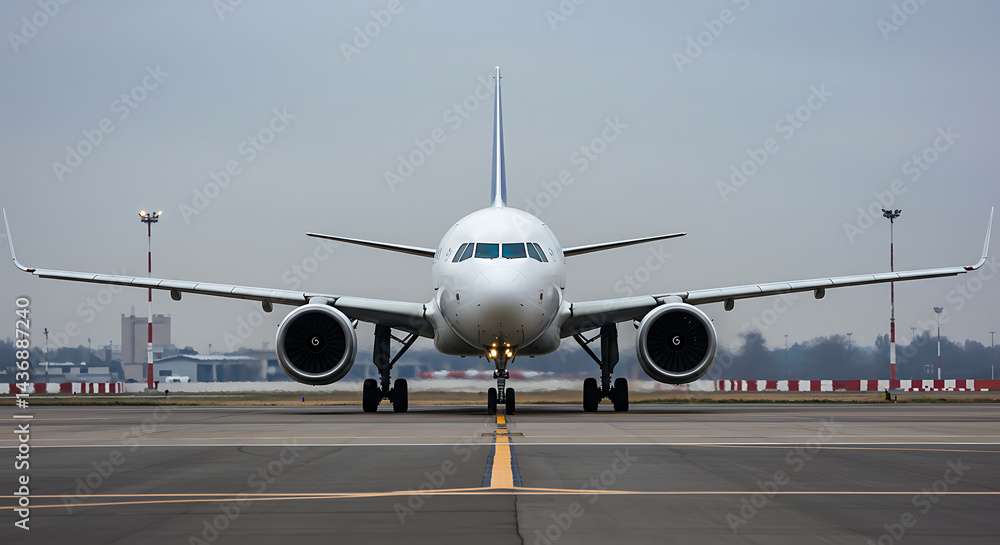 Fototapeta premium Airbus A320 Family Aircraft on Taxiway Front View