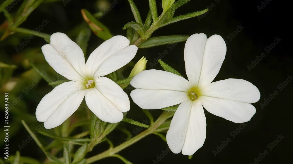 Close-up of Two Delicate White Flowers on a Dark Background Close-up of Two Delicate White Flowers on a Dark Background