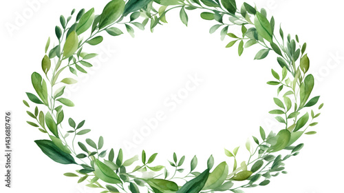 Wallpaper Mural Elegant Decorative Green Leaves and Branches Round Frame for Stylish Designs Torontodigital.ca