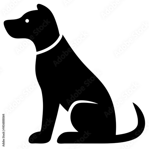 A minimalist vector illustration of a dog sitting in profile. isolated on white background